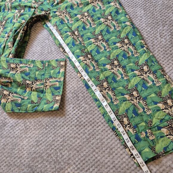 Denise Rae Organic Cotton Poplin Women Large Pajama Set Green Leopard Wild Free - Picture 11 of 13